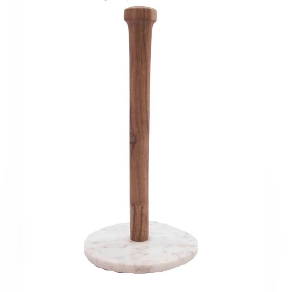 Marble Wood Standing Paper Towel Holder